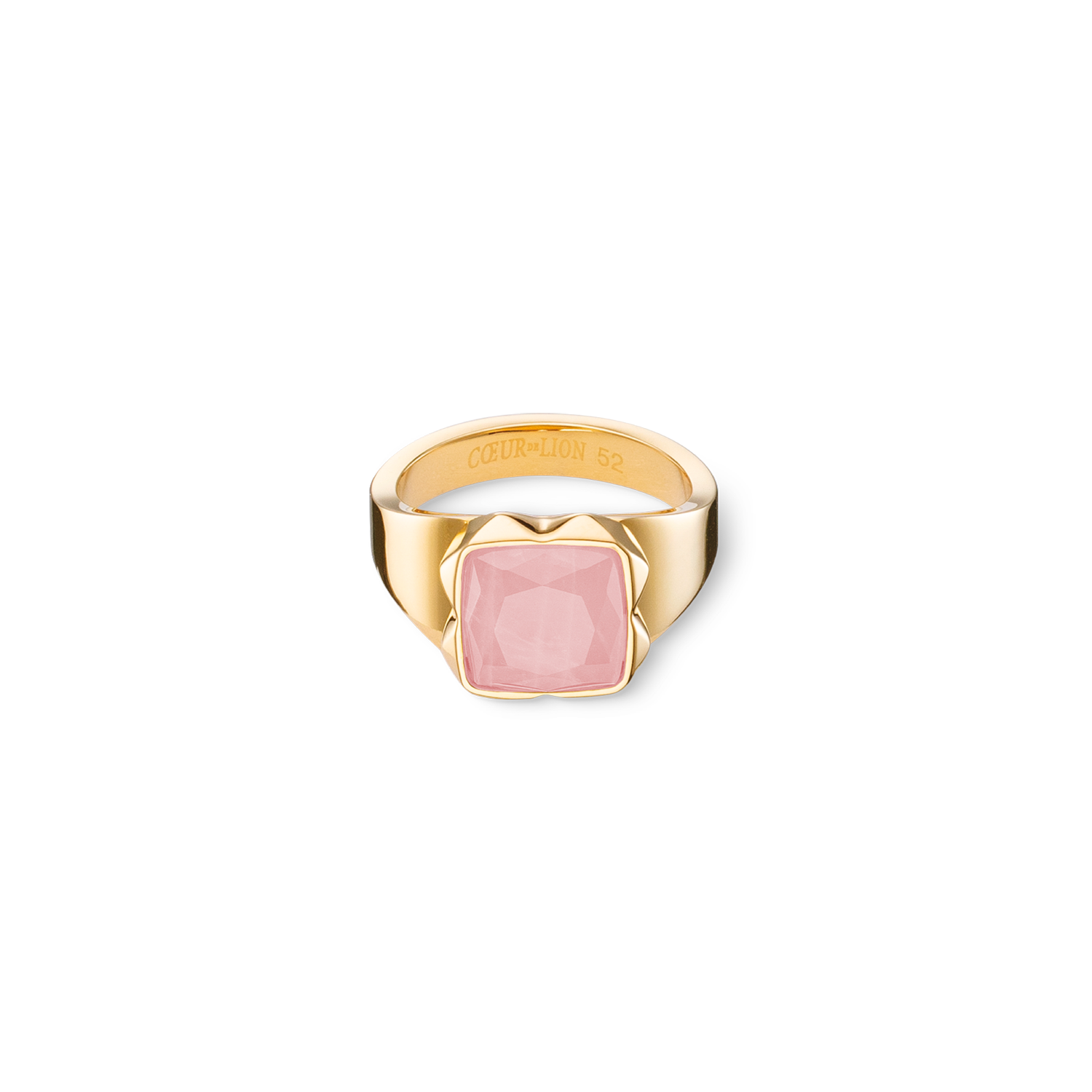 Ring Spikes Square Rosenquarz gold-rosa