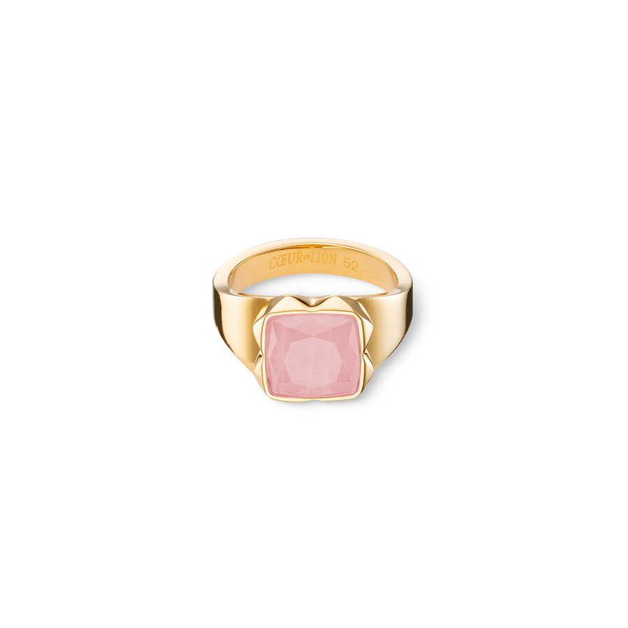 Ring Spikes Square Rosenquarz gold-rosa