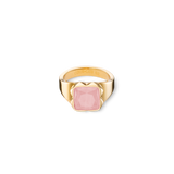 Ring Spikes Square Rosenquarz gold-rosa