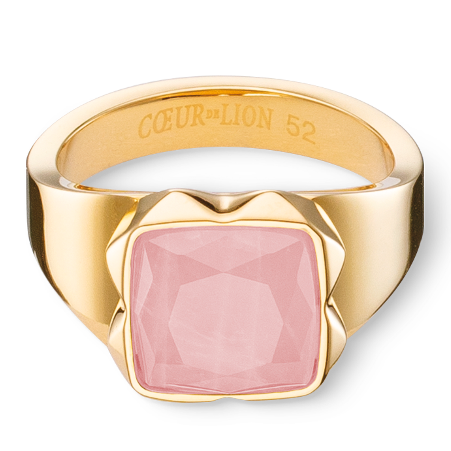Ring Spikes Square Rosenquarz gold-rosa
