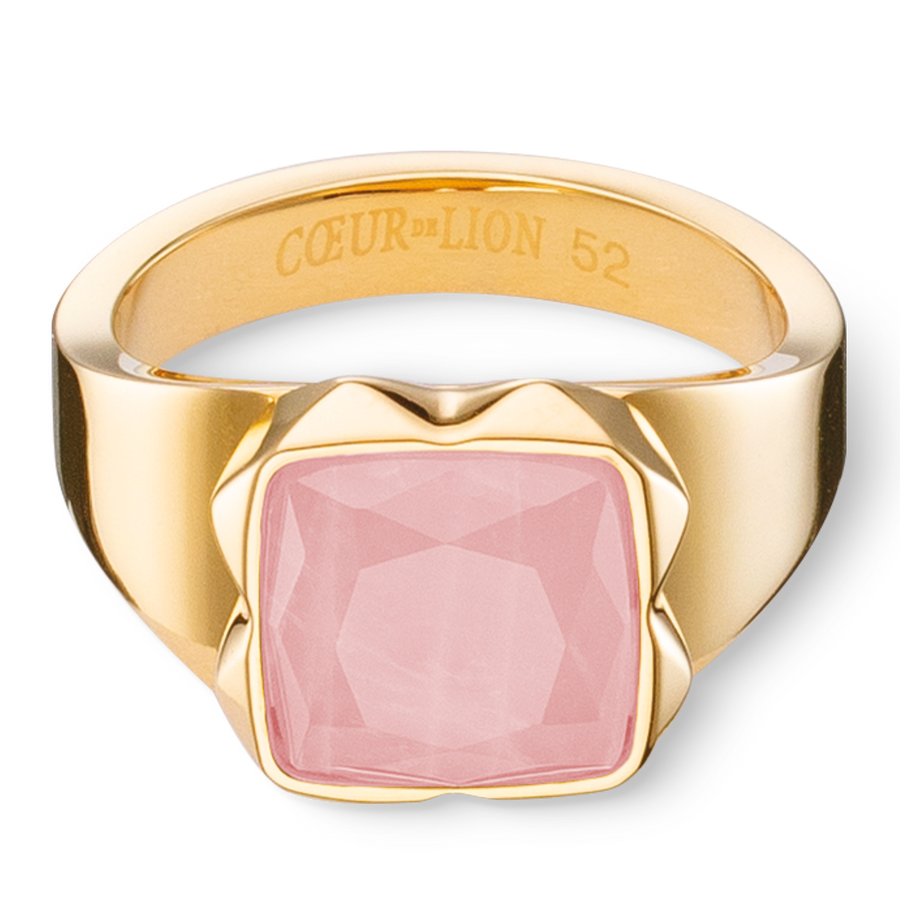 Ring Spikes Square Rosenquarz gold-rosa