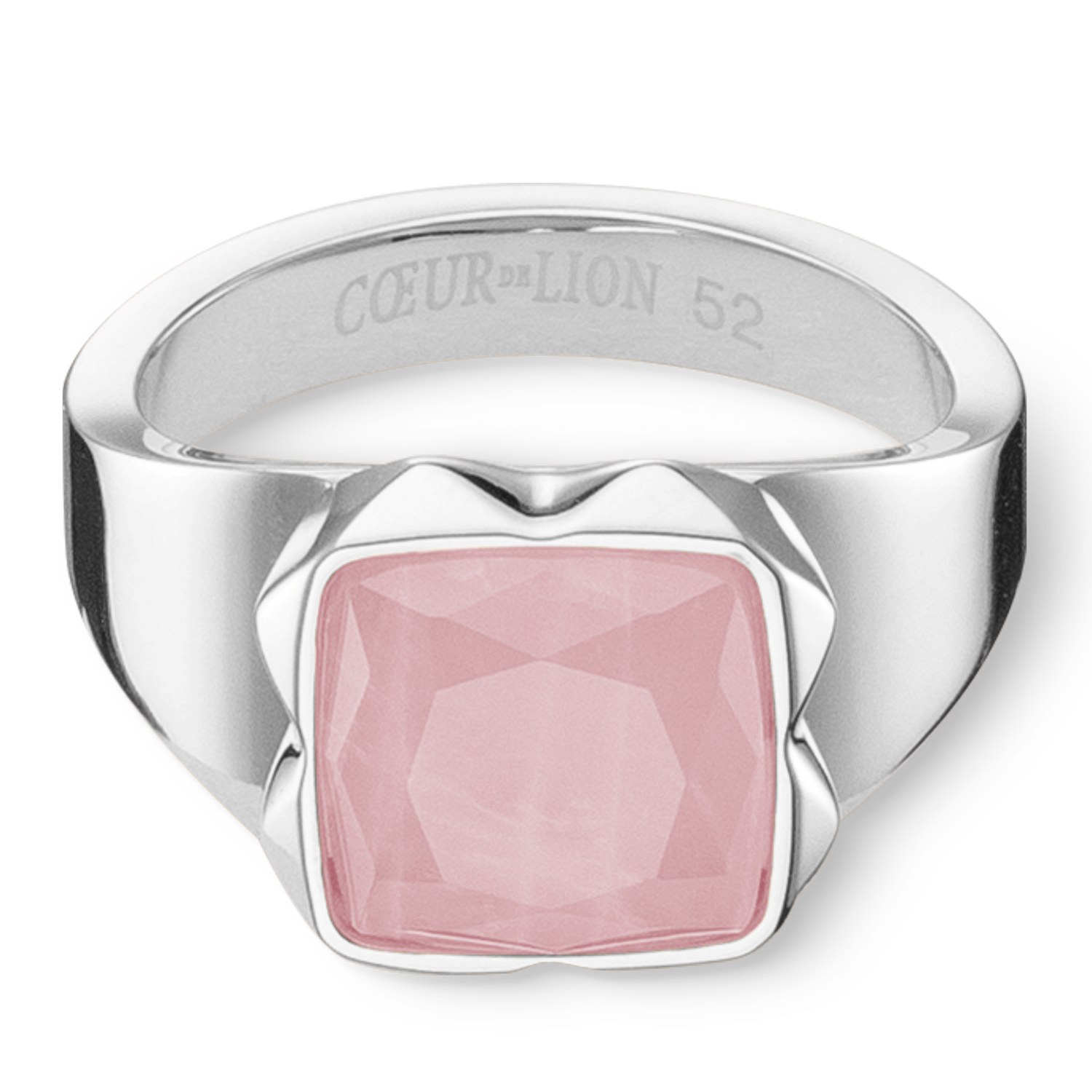 Ring Spikes Square Rosenquarz Silber-Rosa