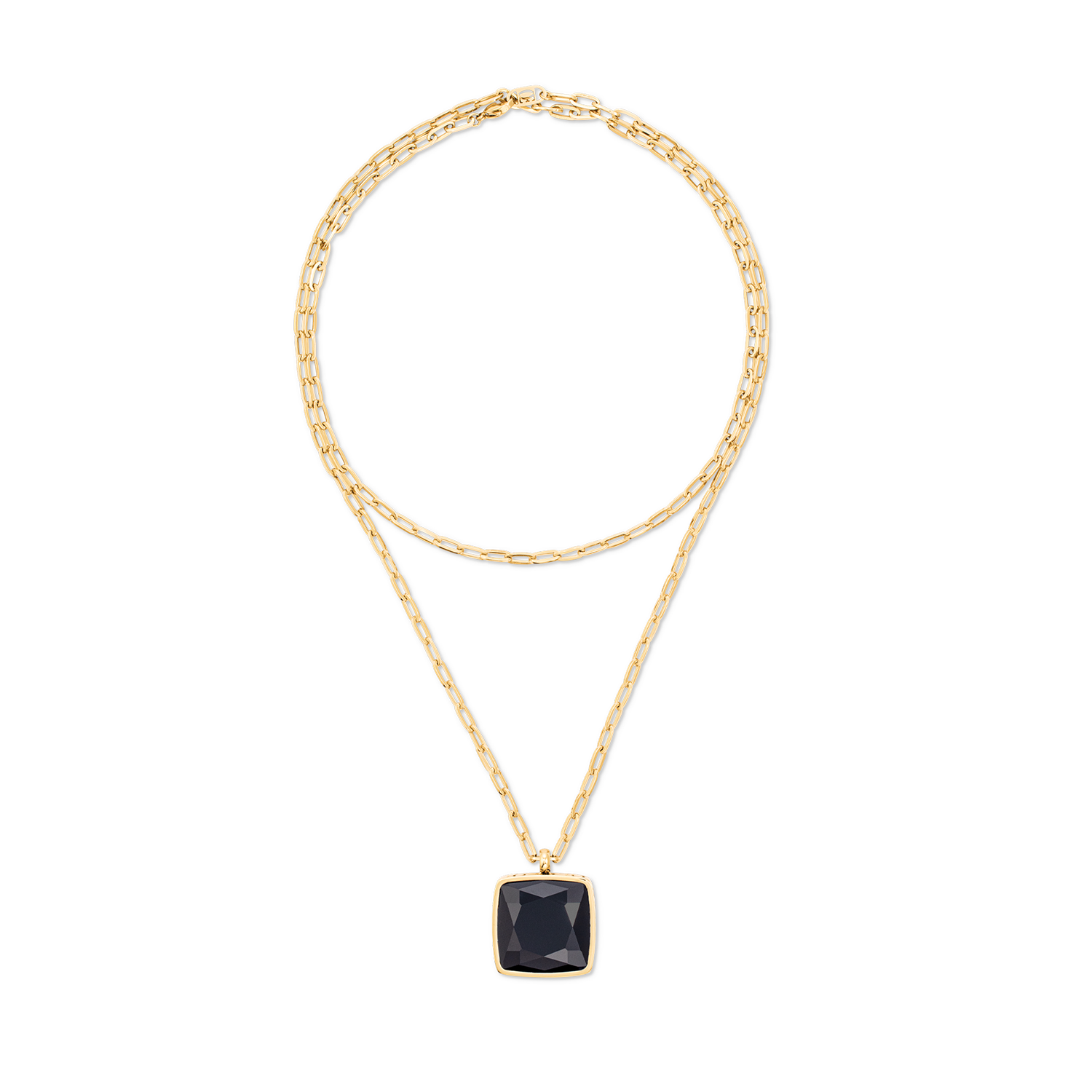 Halskette OE Amulett Square Onyx gold-schwarz