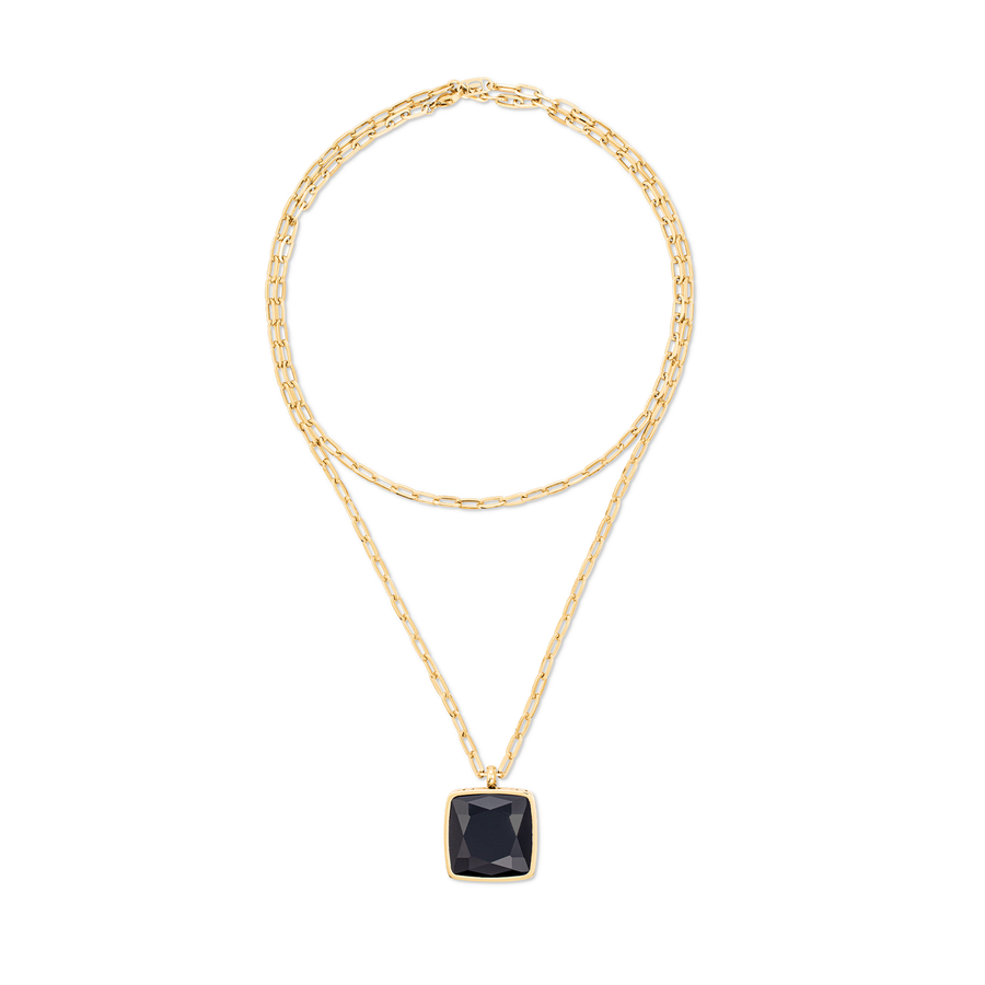 Halskette OE Amulett Square Onyx gold-schwarz