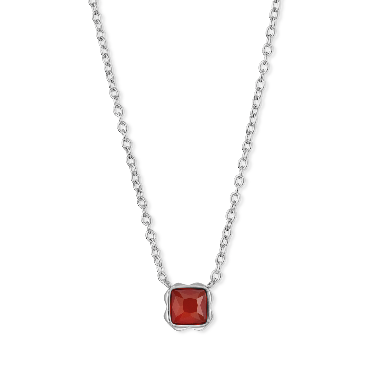 Birthstone Januar Halskette Roter Achat Silber von COEUR DE LION – Detailaufnahme