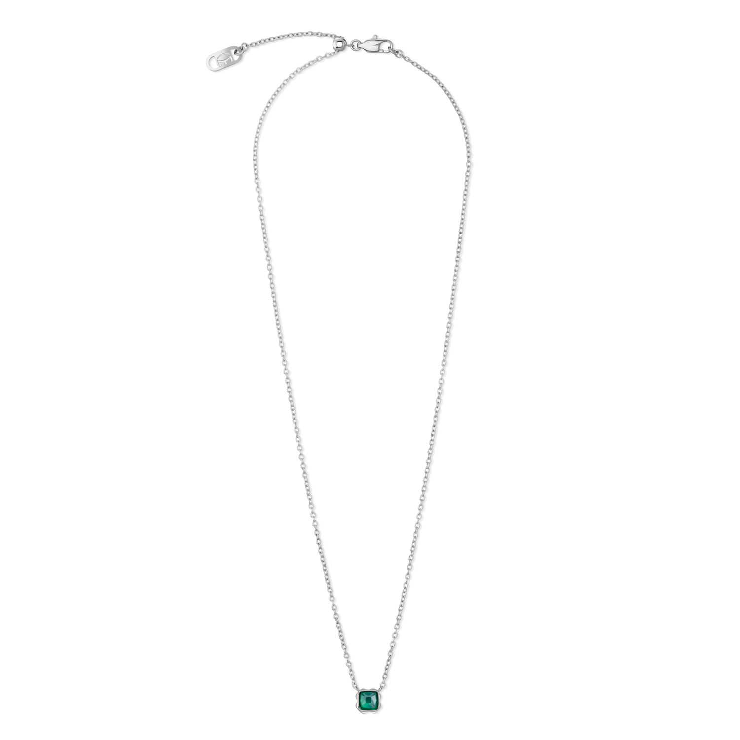 Birthstone Mai Halskette Grüner Achat Silber