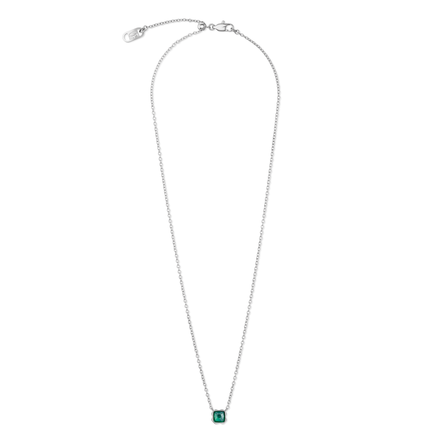 Birthstone Mai Halskette Grüner Achat Silber