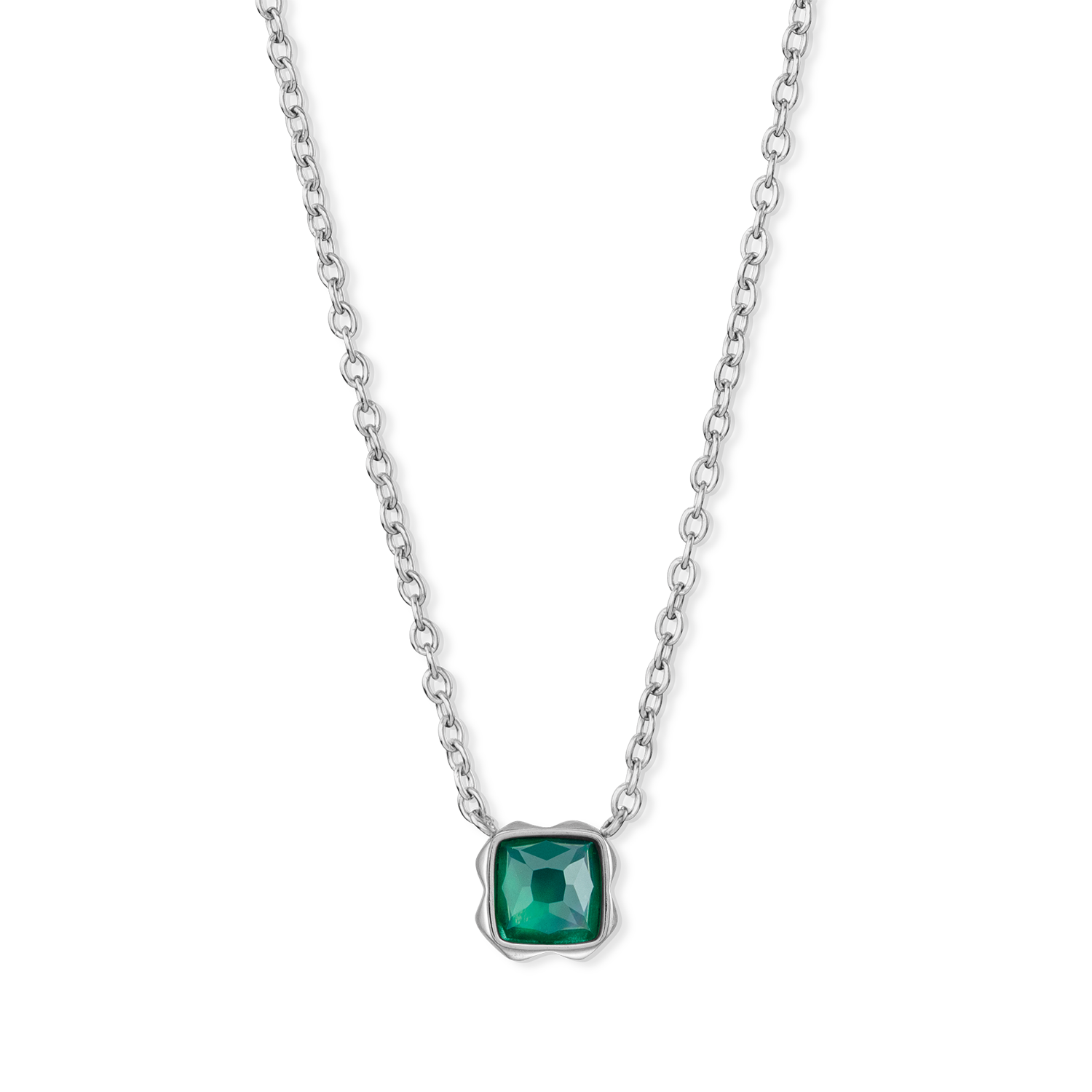 Birthstone Mai Halskette Grüner Achat Silber