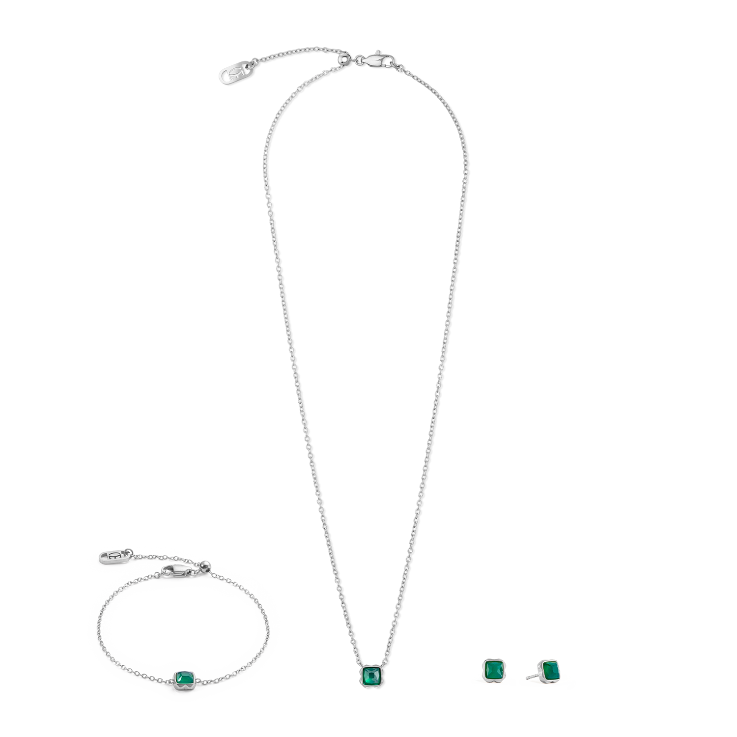 Birthstone Mai Halskette Grüner Achat Silber