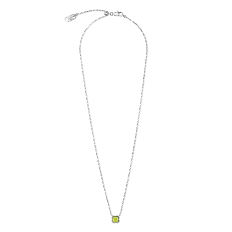 Birthstone August Halskette Grüner Jade Silber