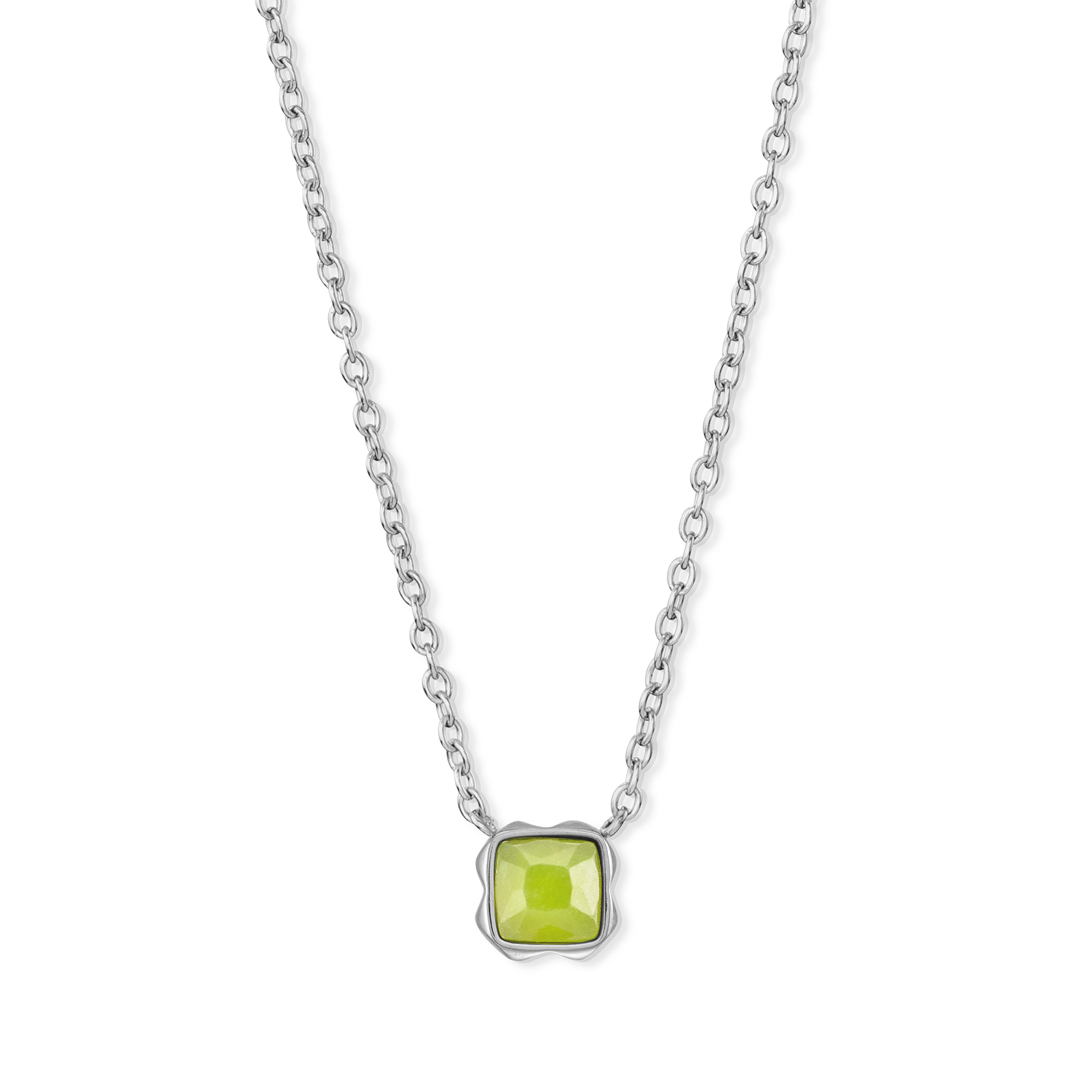 Birthstone August Halskette Grüner Jade Silber von COEUR DE LION – Detailaufnahme