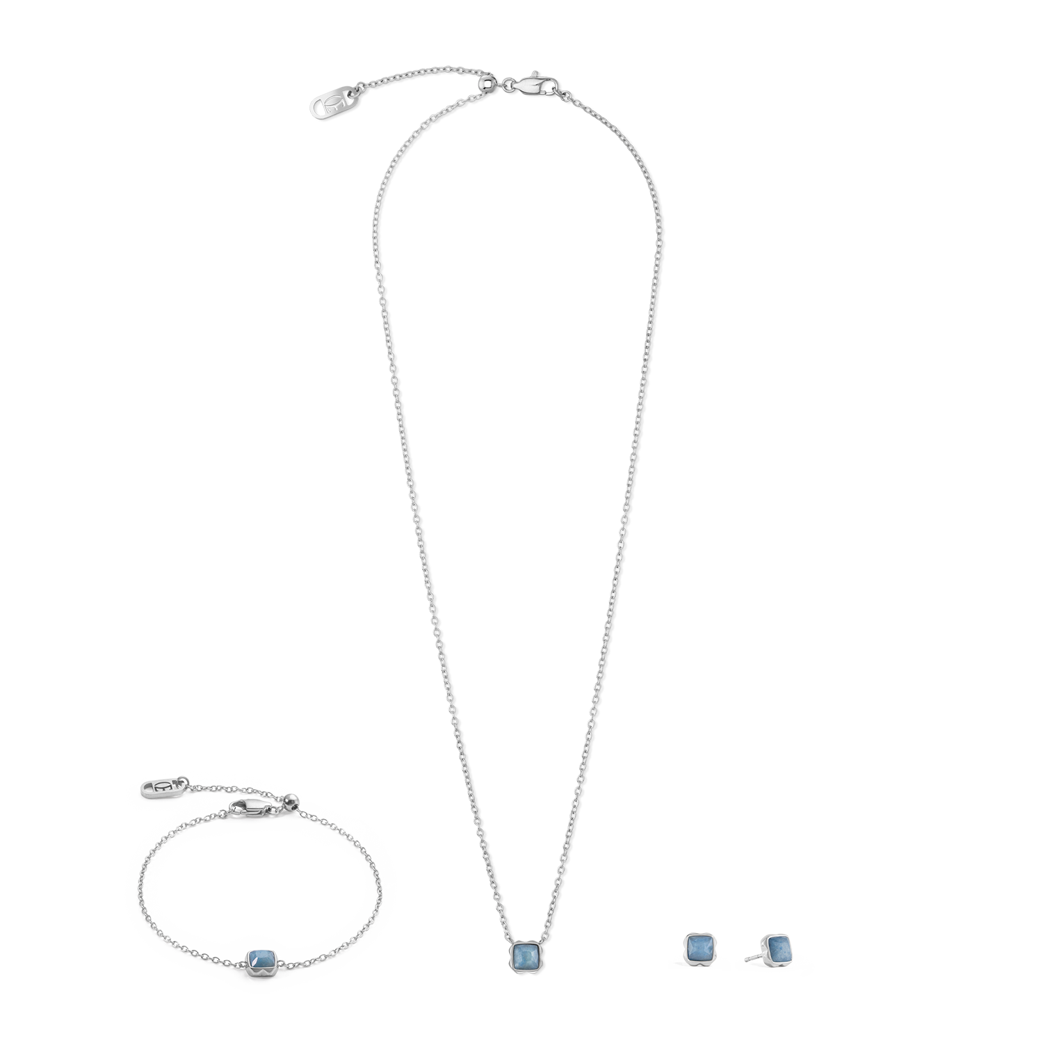Birthstone März Halskette Blauer Aventurin Silber