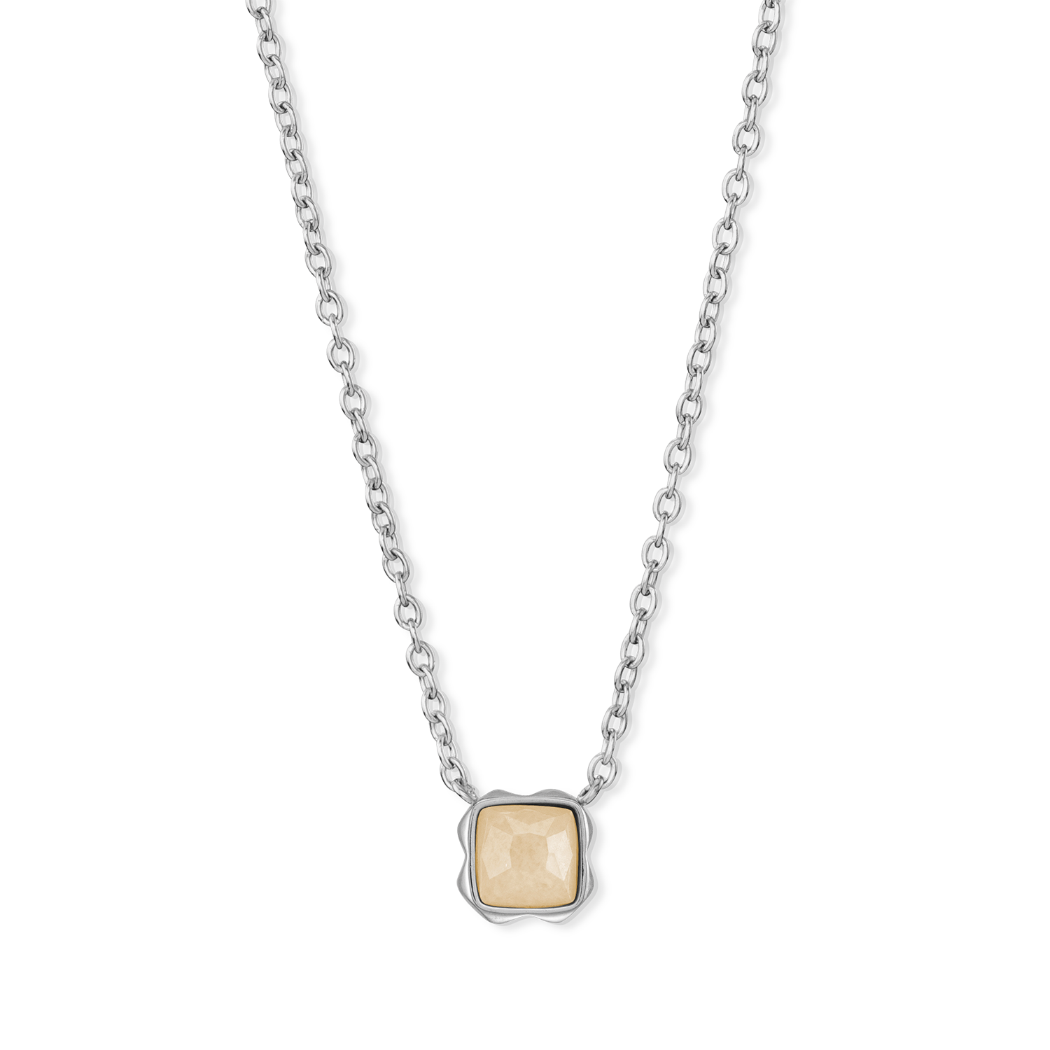 Birthstone Juni Halskette Crème Jade Silber von COEUR DE LION – Detailaufnahme