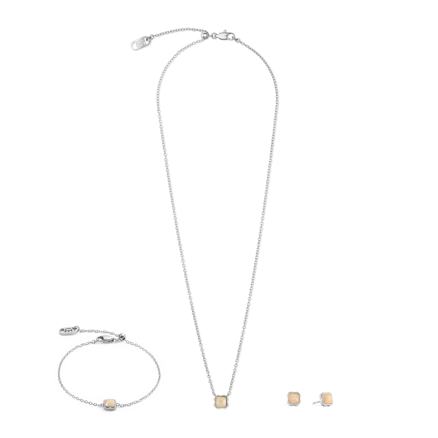 Birthstone Juni Halskette Crème Jade Silber