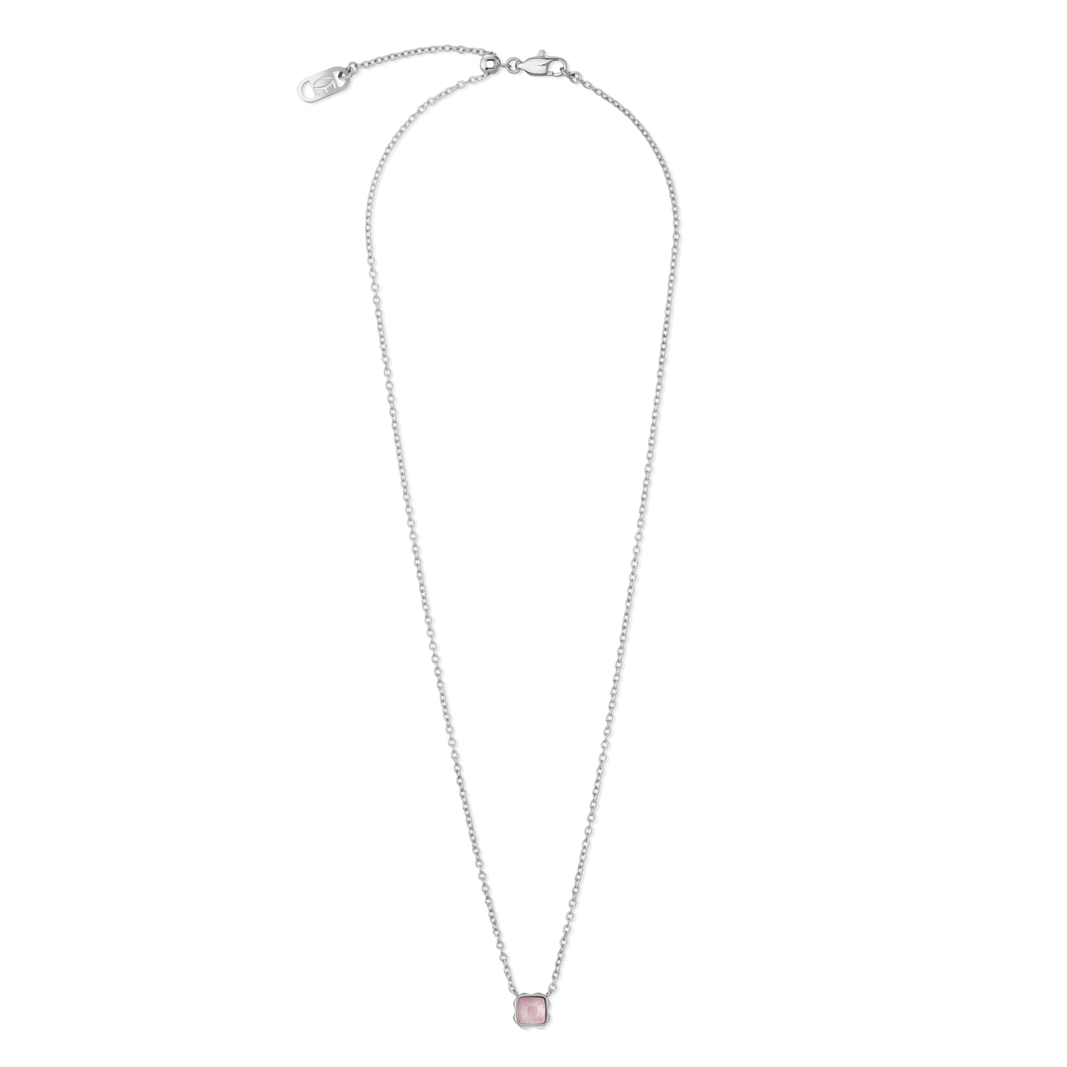 Birthstone Oktober Halskette Rosenquarz Silber