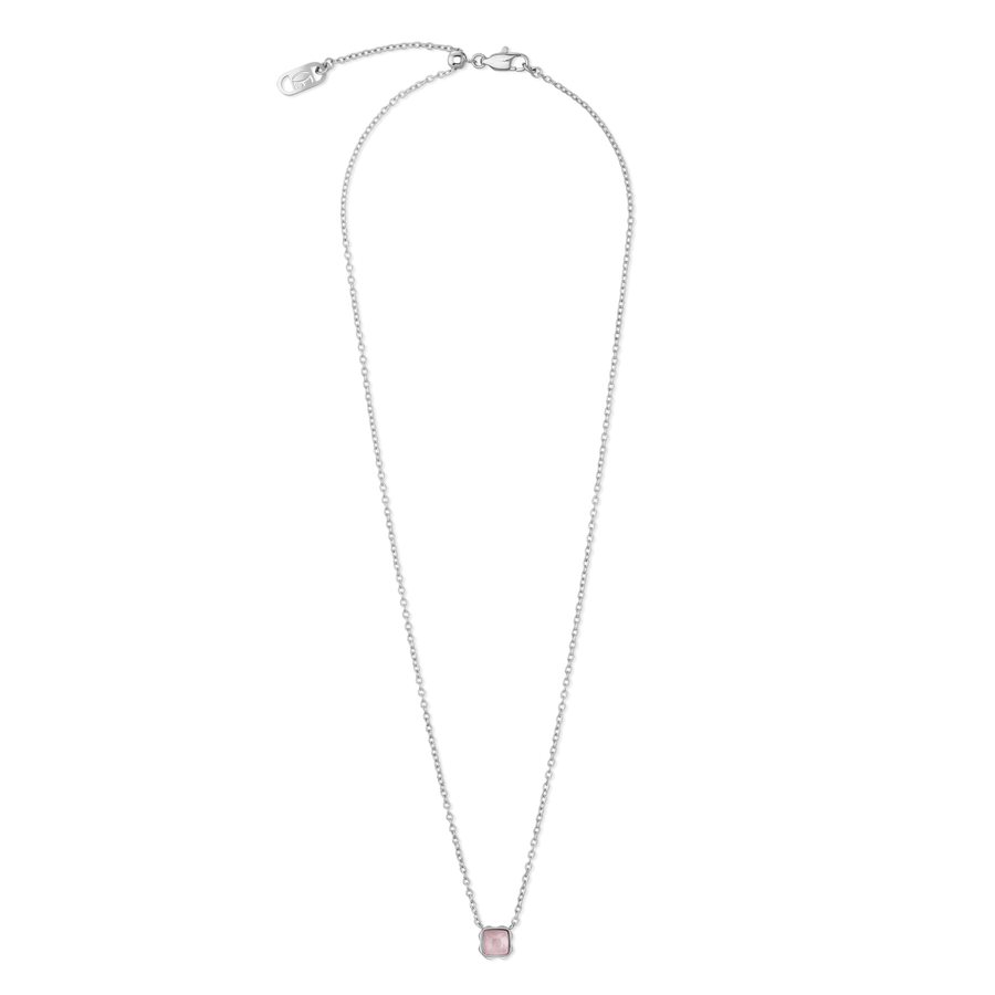 Birthstone Oktober Halskette Rosenquarz Silber