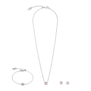 Birthstone Oktober Halskette Rosenquarz Silber von COEUR DE LION – im Set mit passenden Schmuckstücken