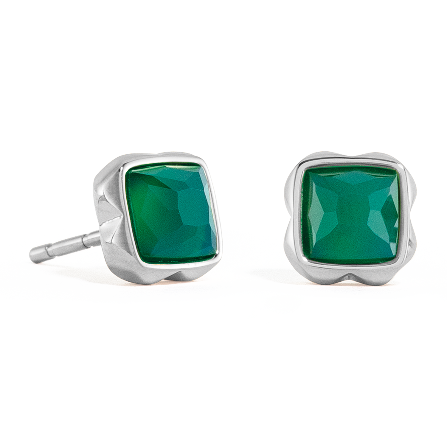 Birthstone Mai Ohrringe Grüner Achat Silber von COEUR DE LION – Detailaufnahme
