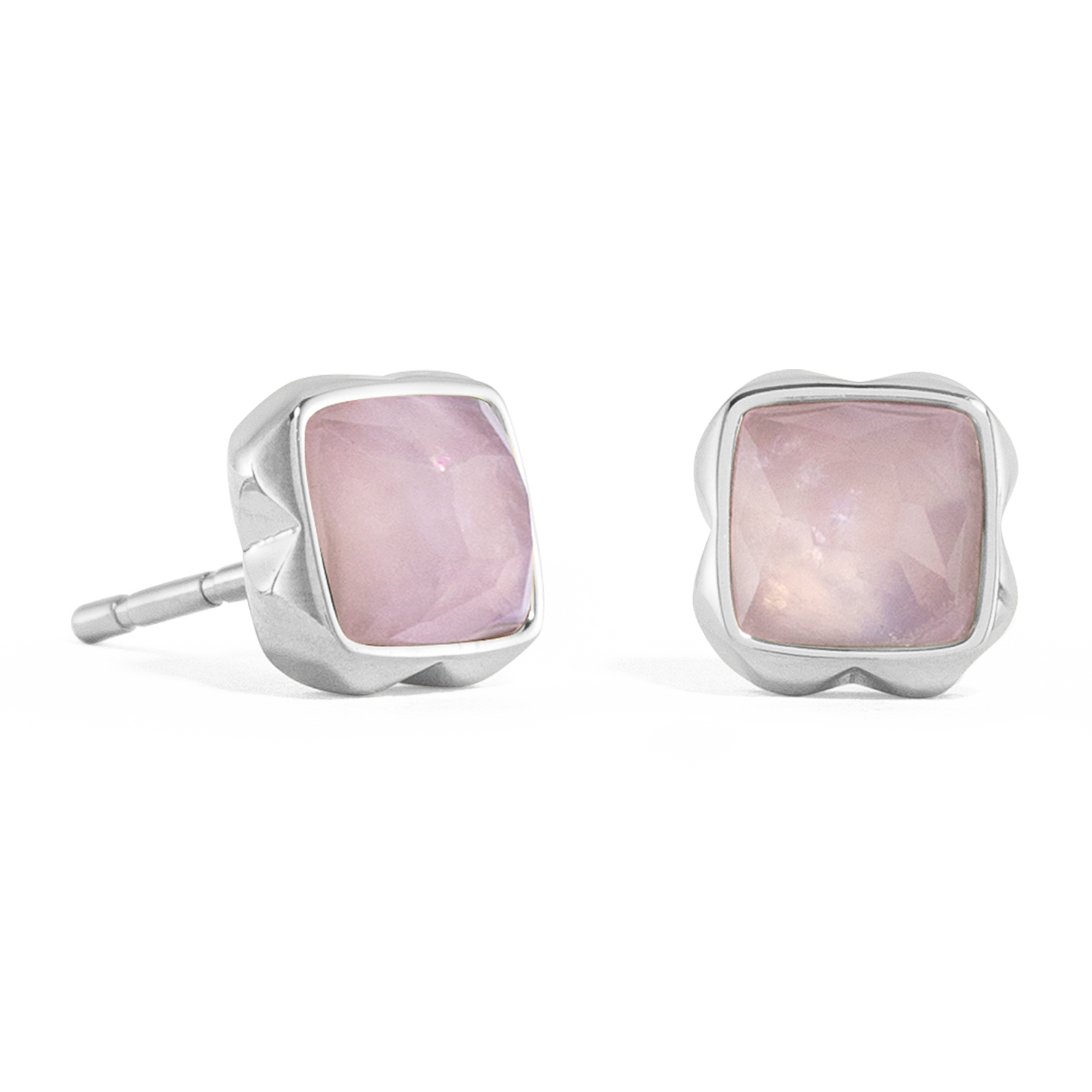 Birthstone Oktober Ohrringe Rosenquarz Silber von COEUR DE LION – Detailaufnahme