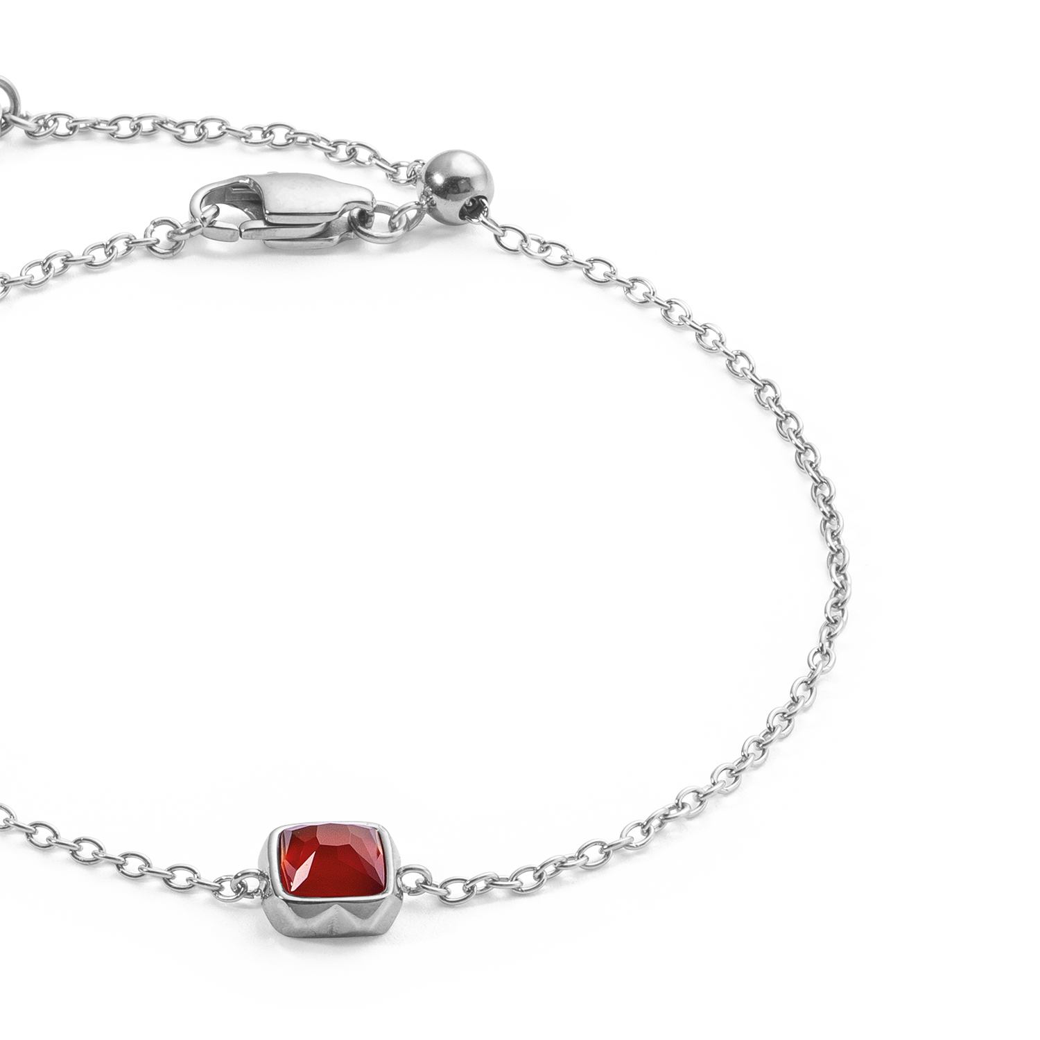 Birthstone Januar Armband Roter Achat Silber von COEUR DE LION – Detailaufnahme