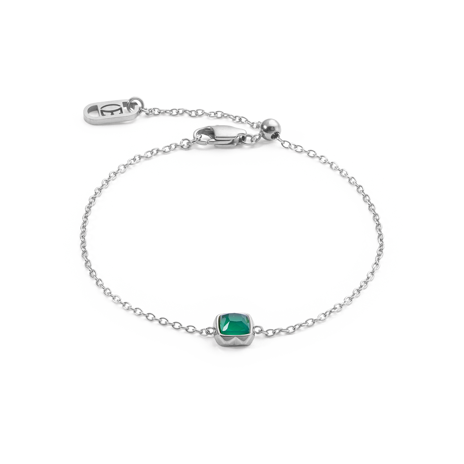 Birthstone Mai Armband Grüner Achat Silber von COEUR DE LION