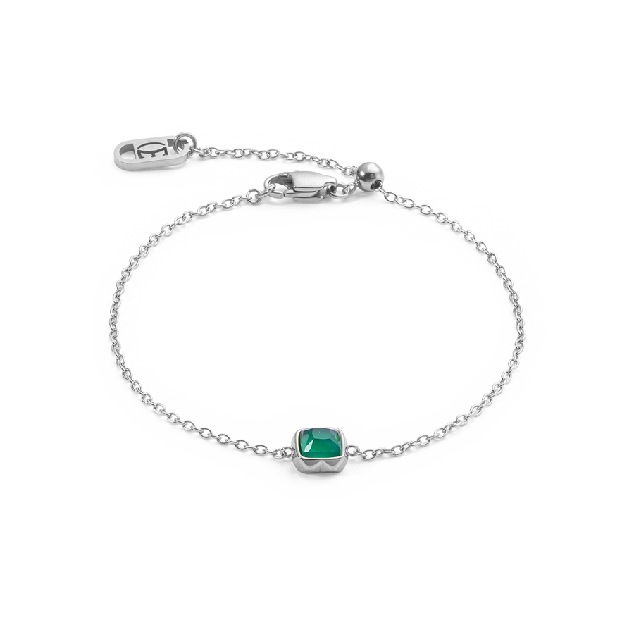 Birthstone Mai Armband Grüner Achat Silber