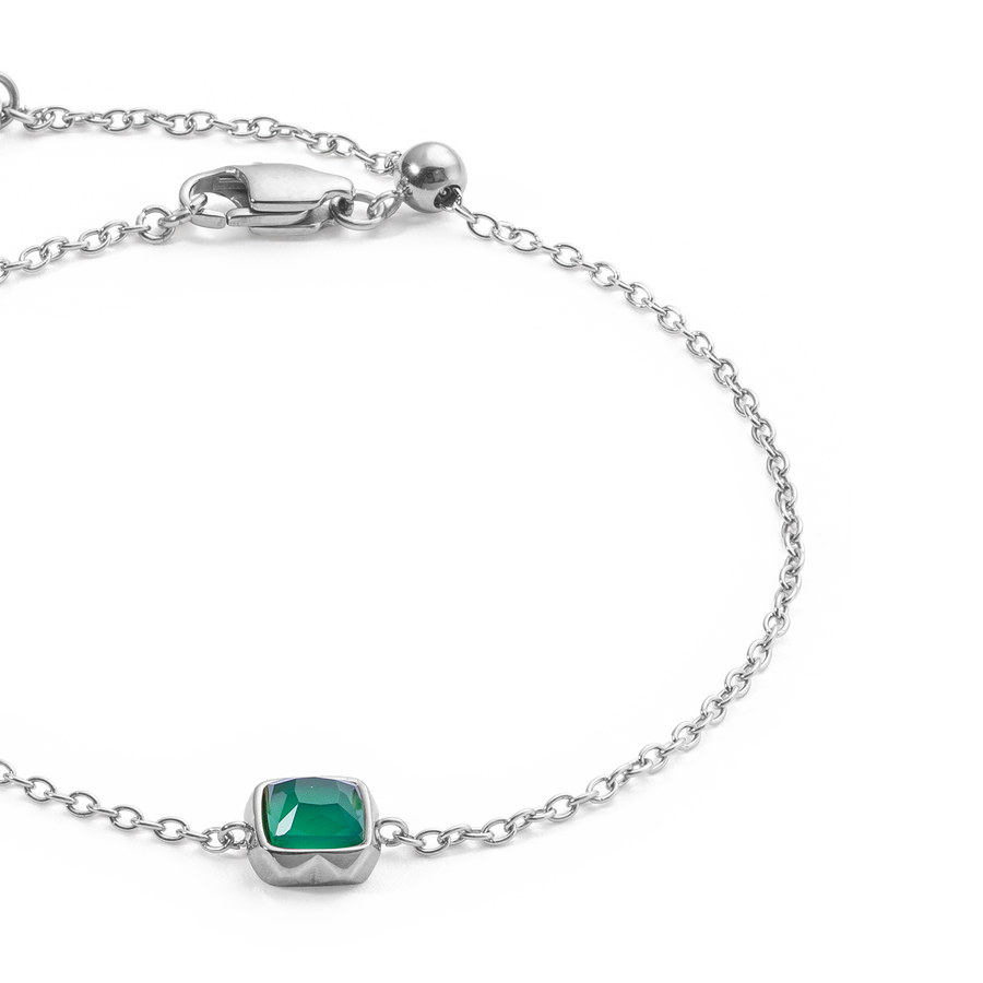 Birthstone Mai Armband Grüner Achat Silber