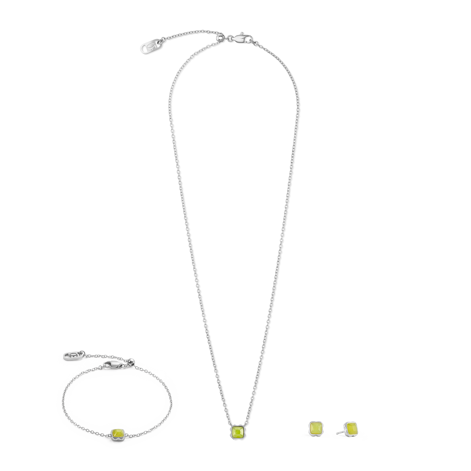 Birthstone August Armband Grüner Jade Silber von COEUR DE LION – im Set mit passenden Schmuckstücken