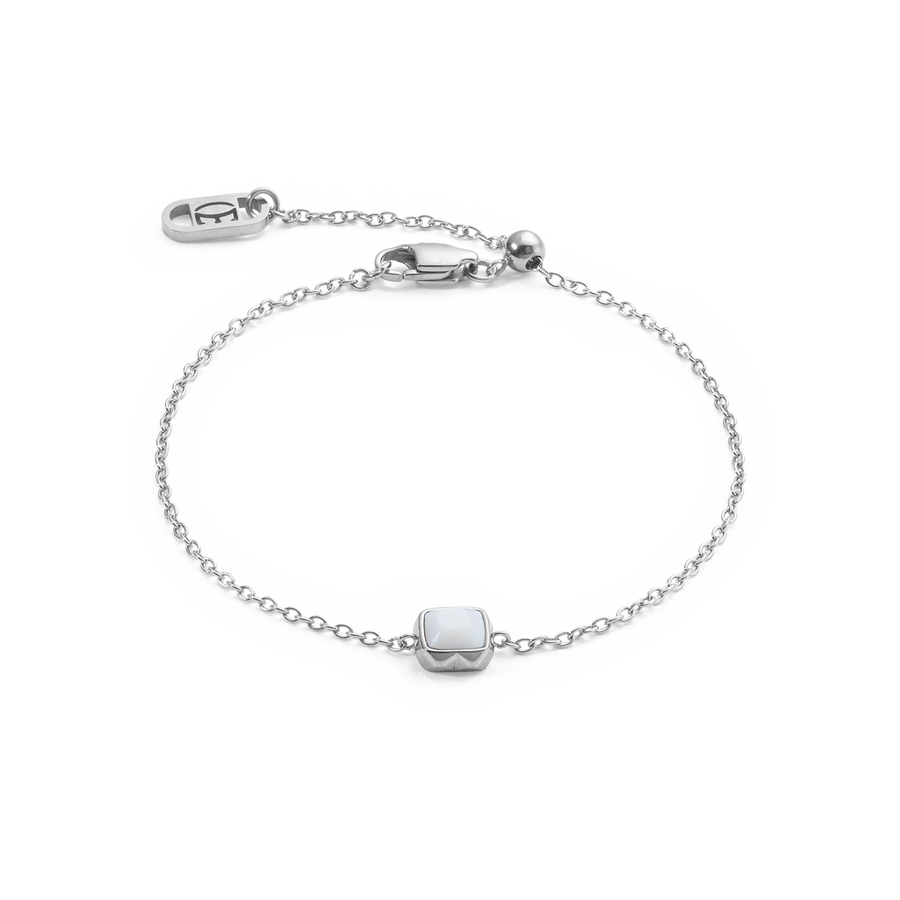 Birthstone April Armband Weißer Quarz Silber