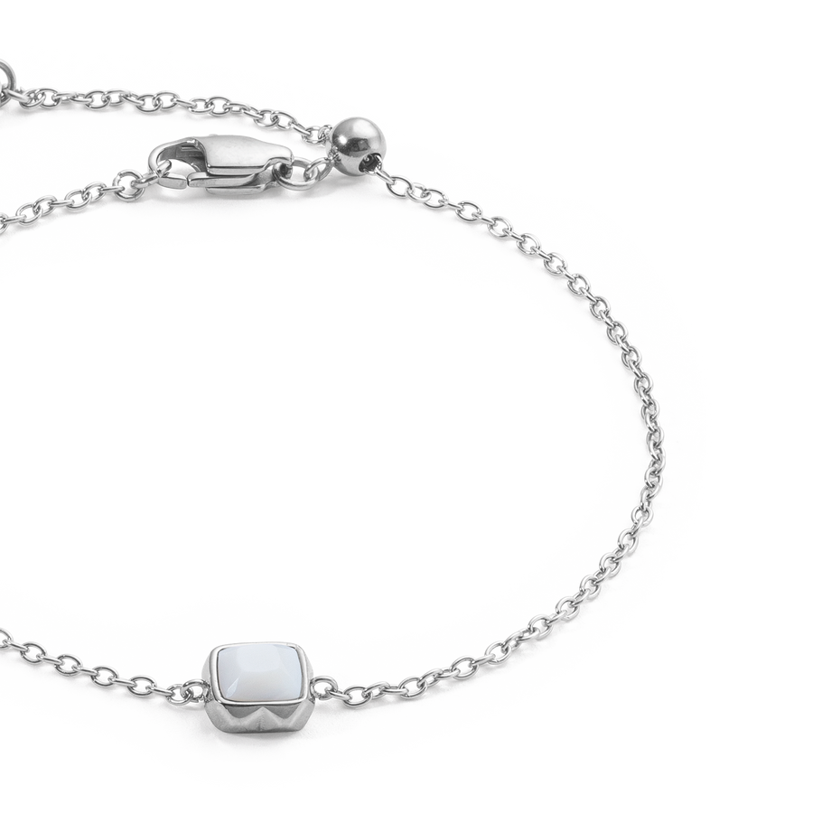 Birthstone April Armband Weißer Quarz Silber