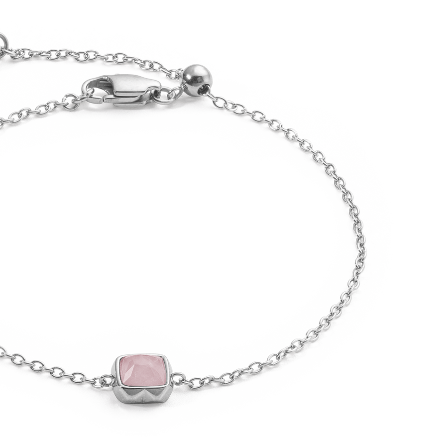 Birthstone Oktober Armband Rosenquarz Silber