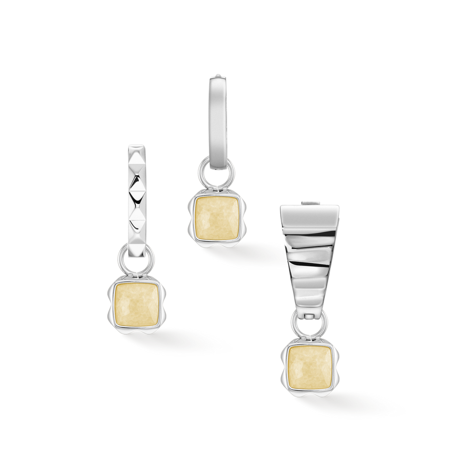 Birthstone November Charm Citrin Silber