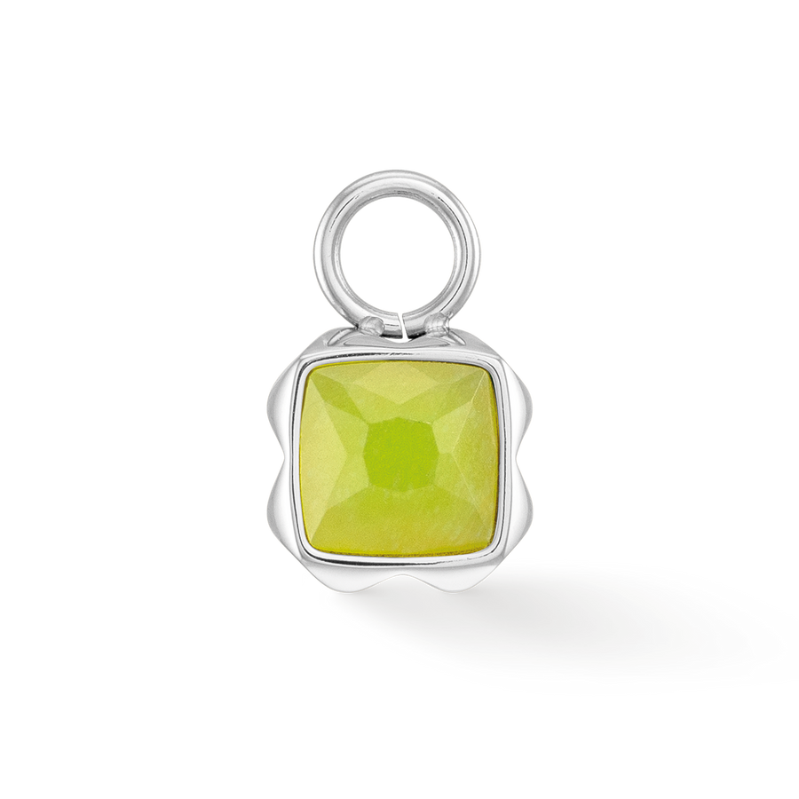 Birthstone August Charm Grüner Jade Silber