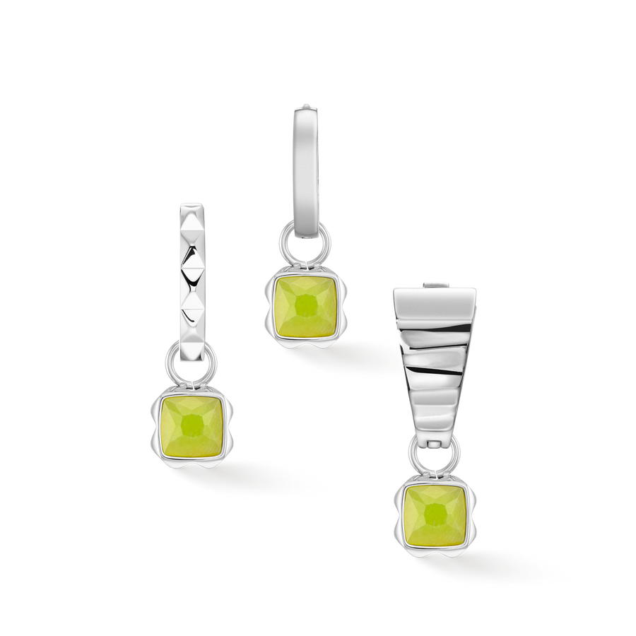 Birthstone August Charm Grüner Jade Silber