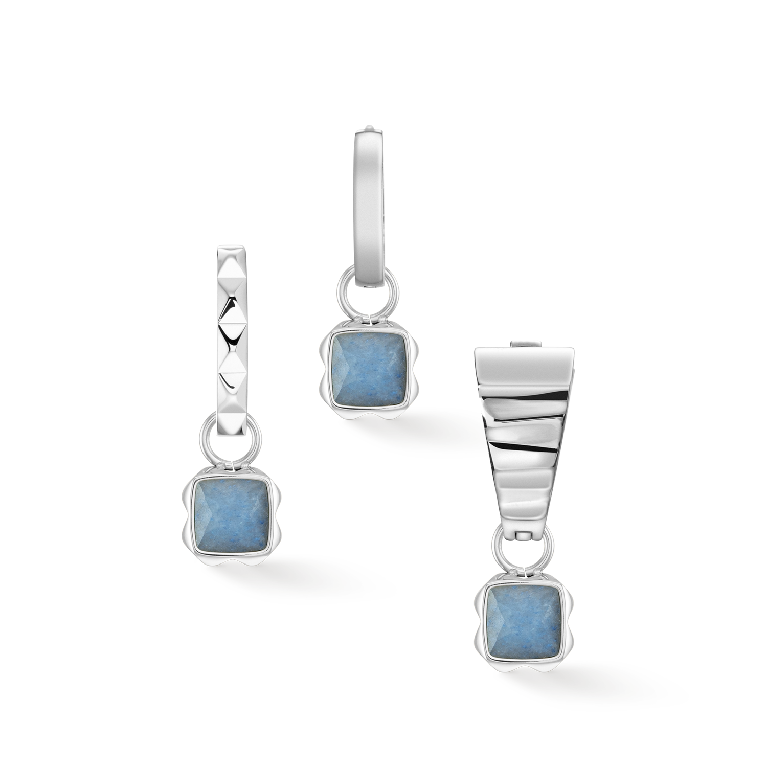 Birthstone März Charm Blauer Aventurin Silber von COEUR DE LION – Tragevariante