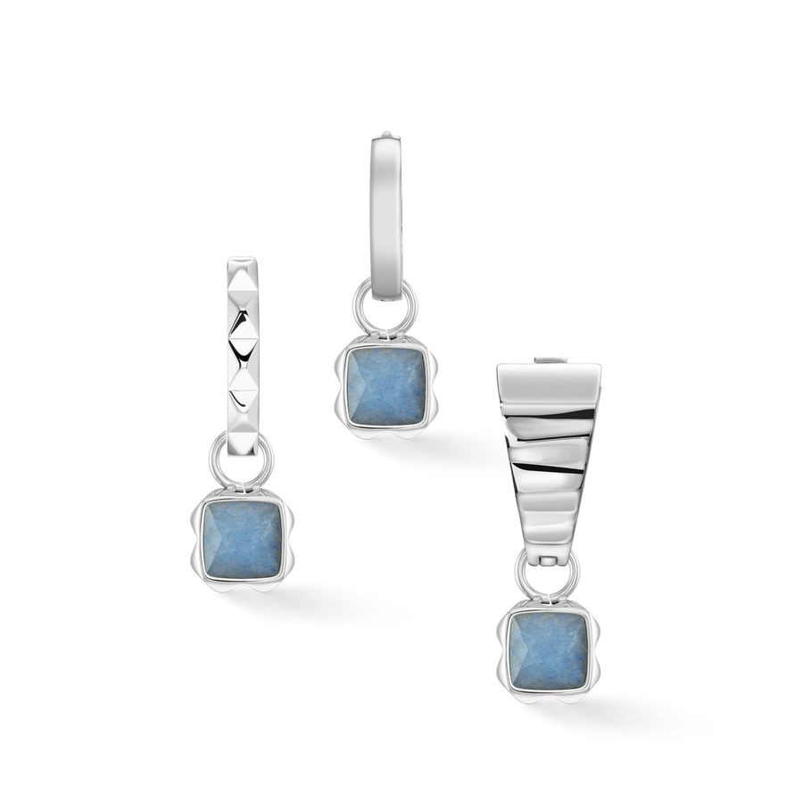Birthstone März Charm Blauer Aventurin Silber