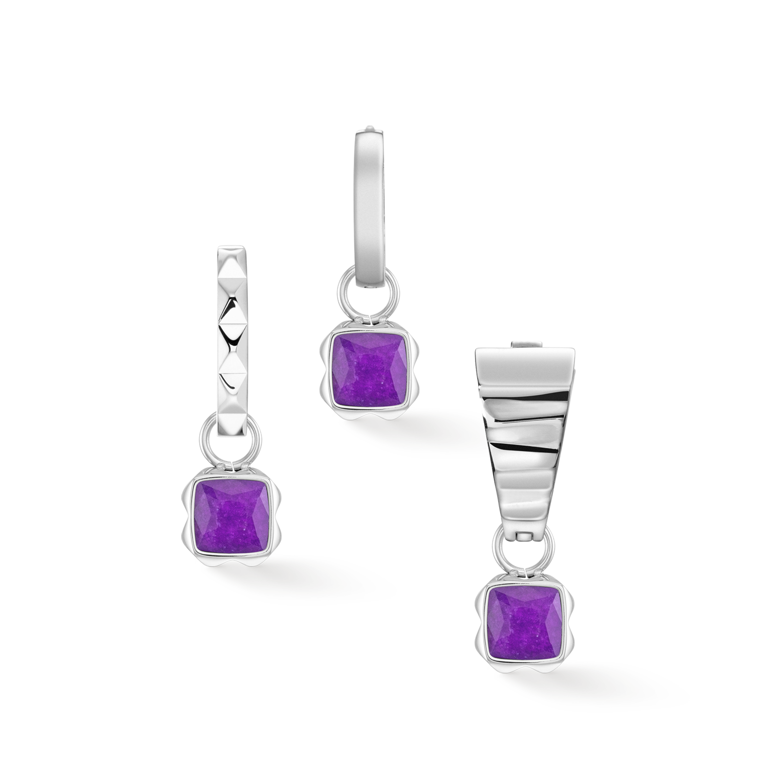 Birthstone Februar Charm Sugilith Silber von COEUR DE LION – Tragevariante