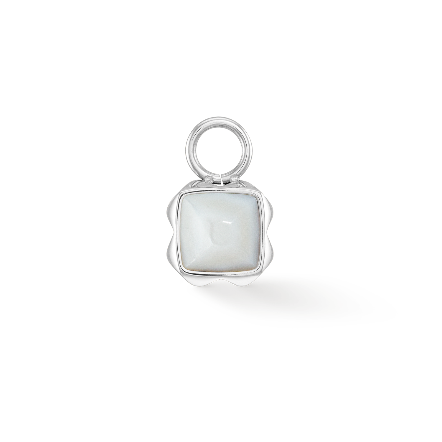 Birthstone April Charm Weißer Quarz Silber