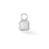 Birthstone April Charm Weißer Quarz Silber