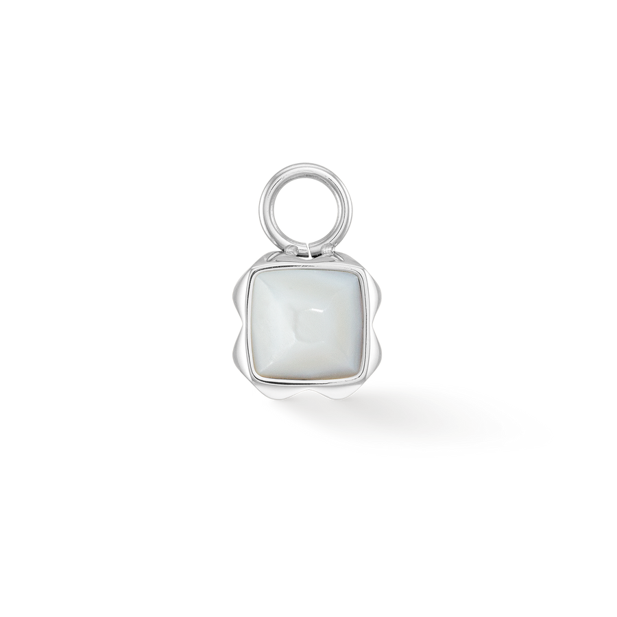 Birthstone April Charm Weißer Quarz Silber