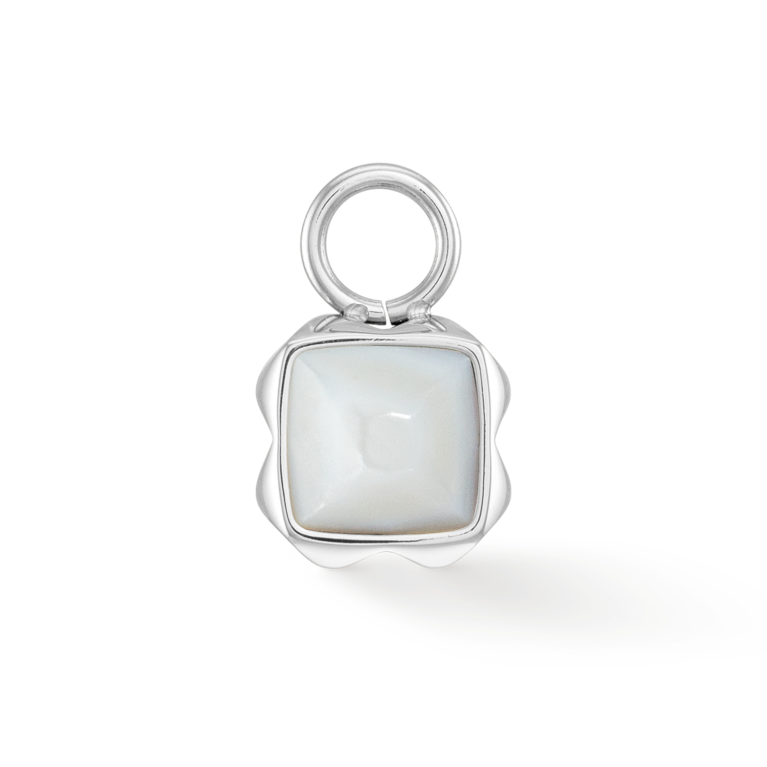 Birthstone April Charm Weißer Quarz Silber