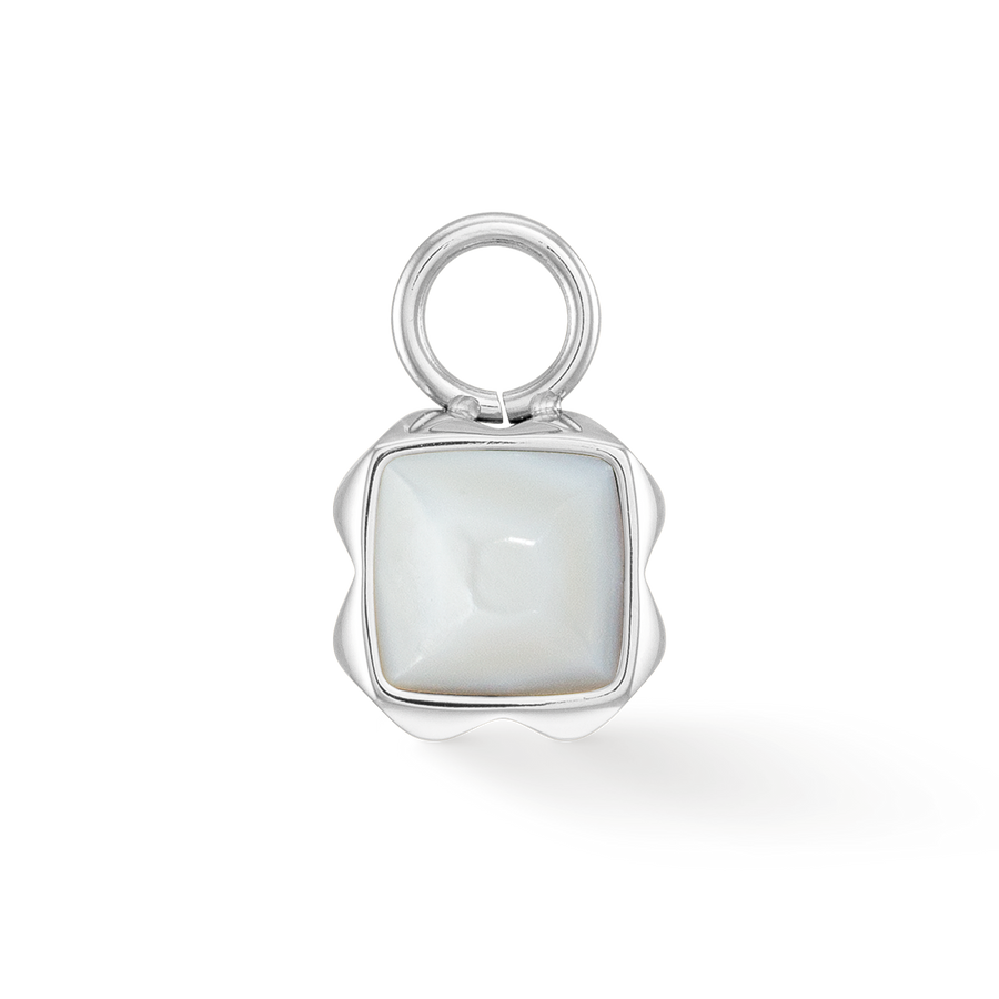 Birthstone April Charm Weißer Quarz Silber