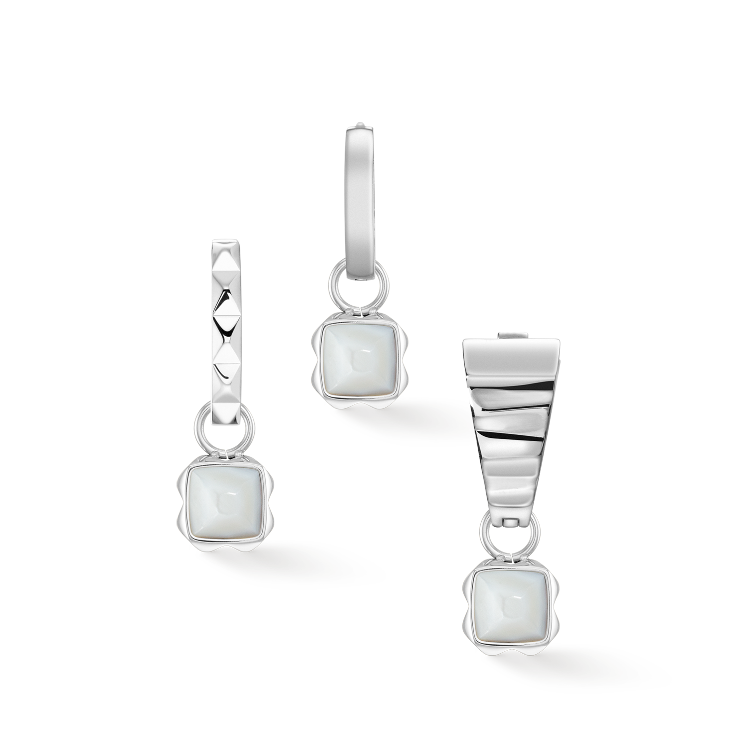 Birthstone April Charm Weißer Quarz Silber