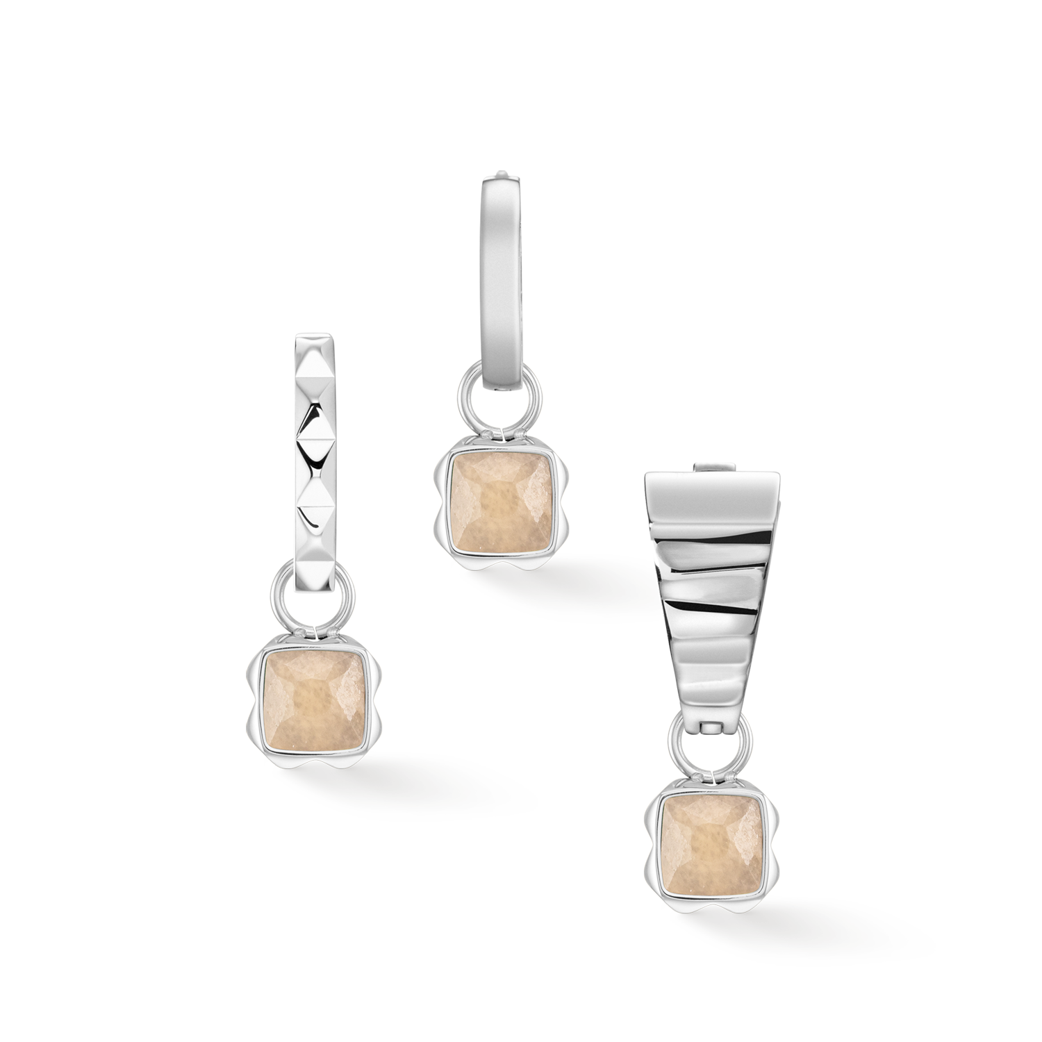 Birthstone Juni Charm Crème Jade Silber von COEUR DE LION – Tragevariante
