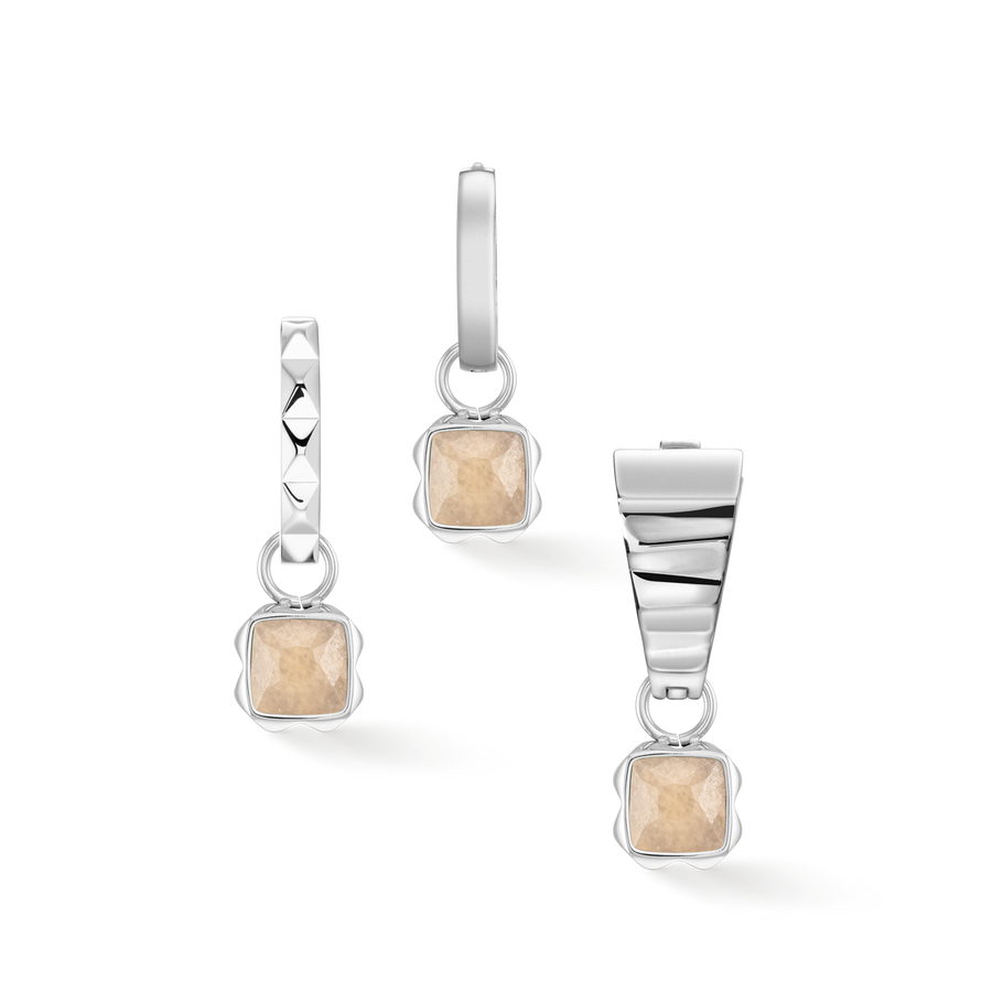 Birthstone Juni Charm Crème Jade Silber