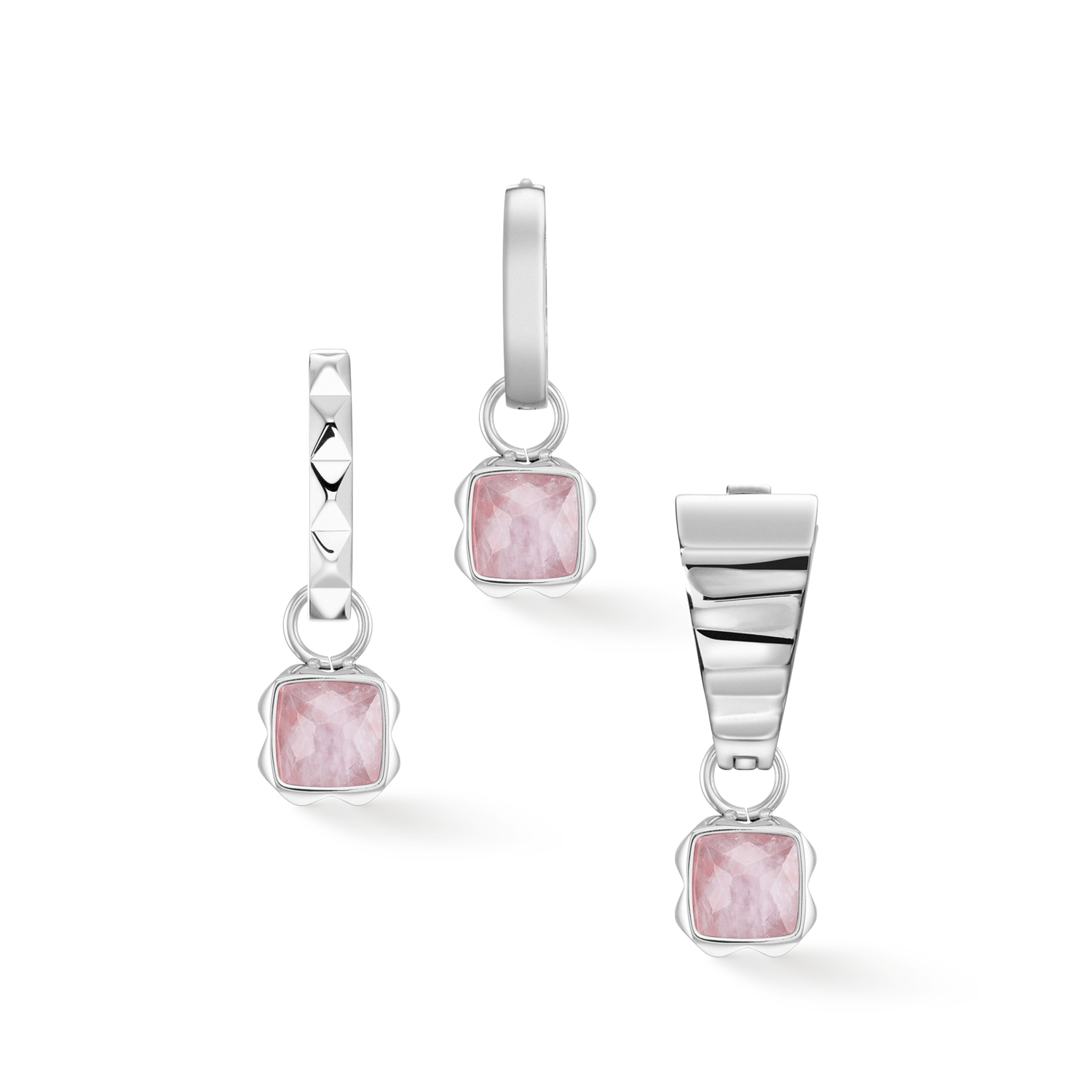 Birthstone Oktober Charm Rosenquarz Silber von COEUR DE LION – Tragevariante