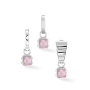 Birthstone Oktober Charm Rosenquarz Silber von COEUR DE LION – Tragevariante