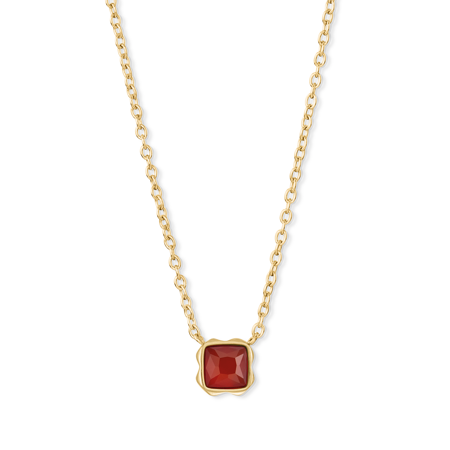 Birthstone Januar Halskette Roter Achat Gold von COEUR DE LION – Detailaufnahme