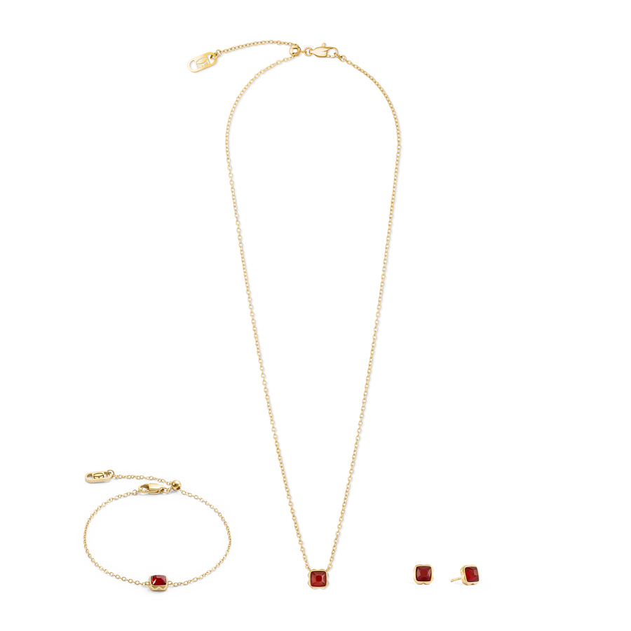 Birthstone Januar Halskette Roter Achat Gold