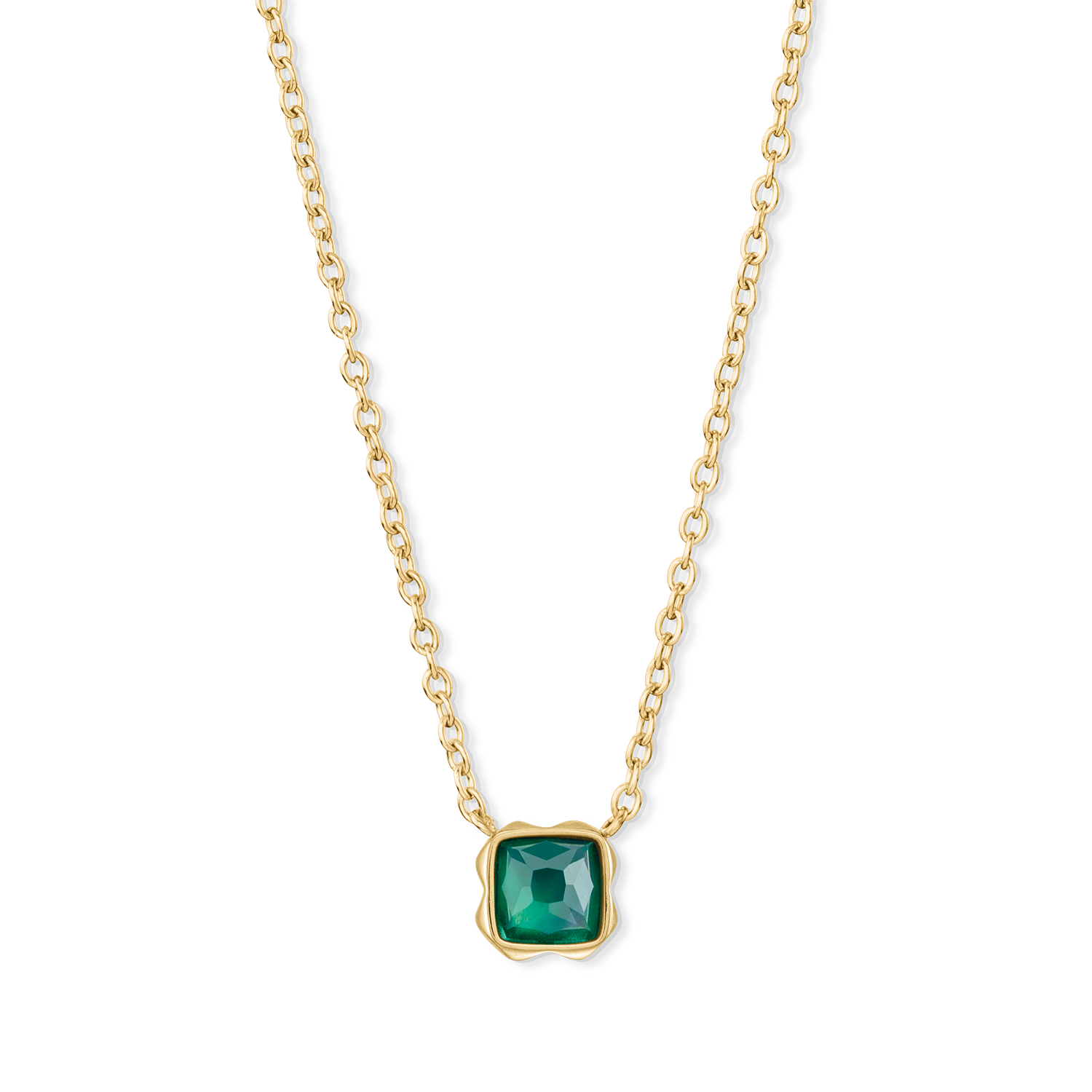 Birthstone Mai Halskette Grüner Achat Gold von COEUR DE LION – Detailaufnahme